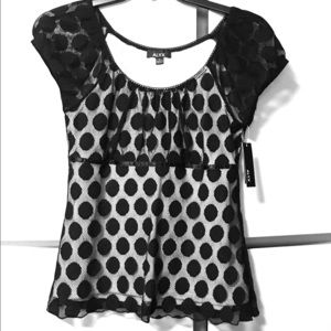 ADORABLE black polka dot shirt